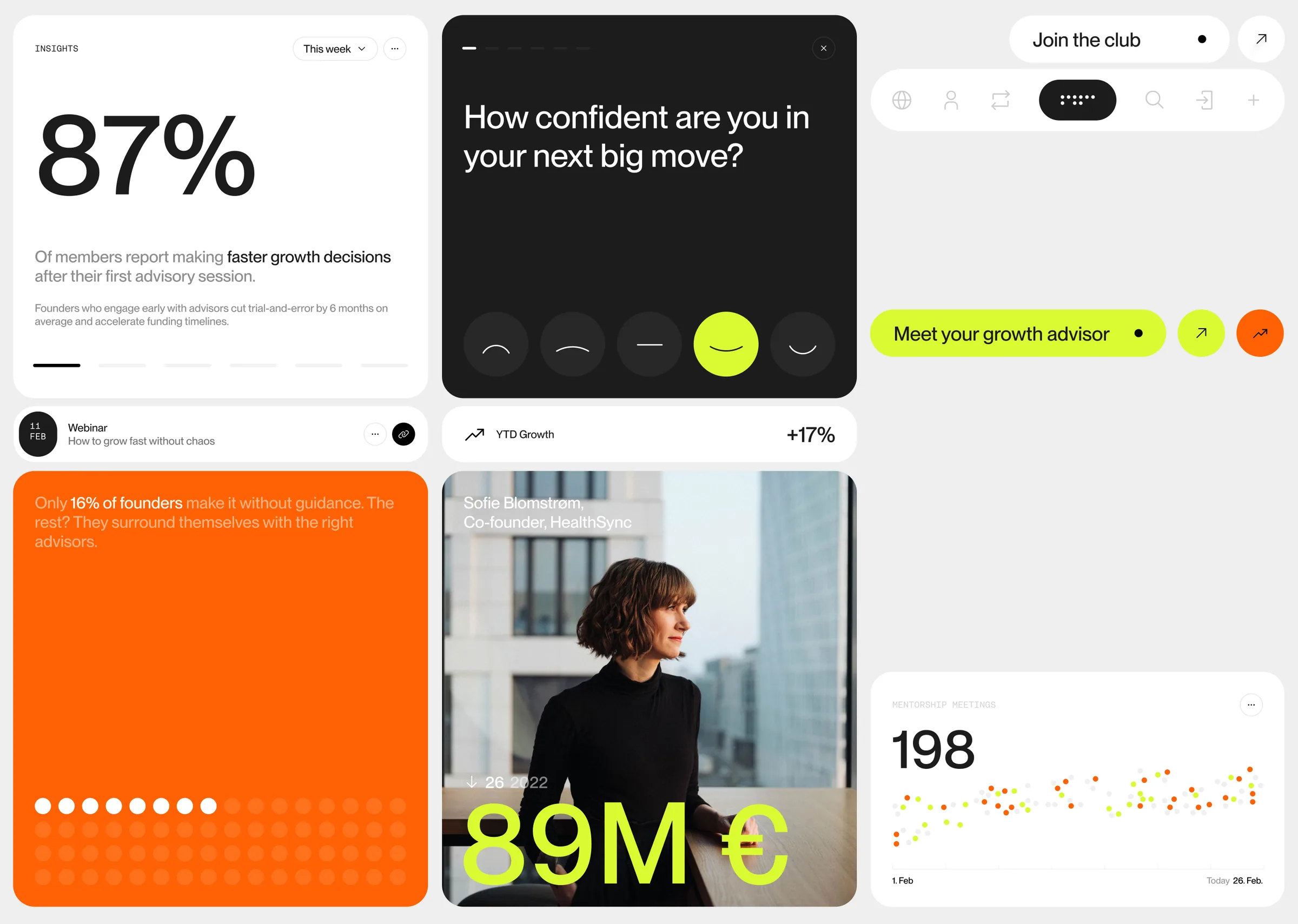 Founders Growth Club product interface