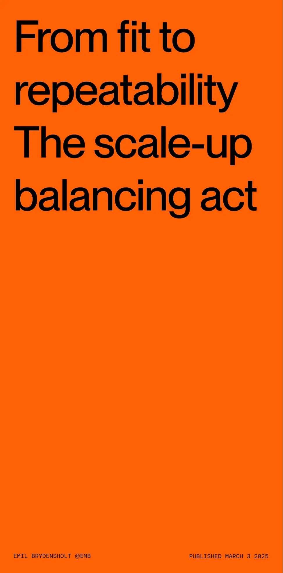 Editorial card — From fit to repeatability