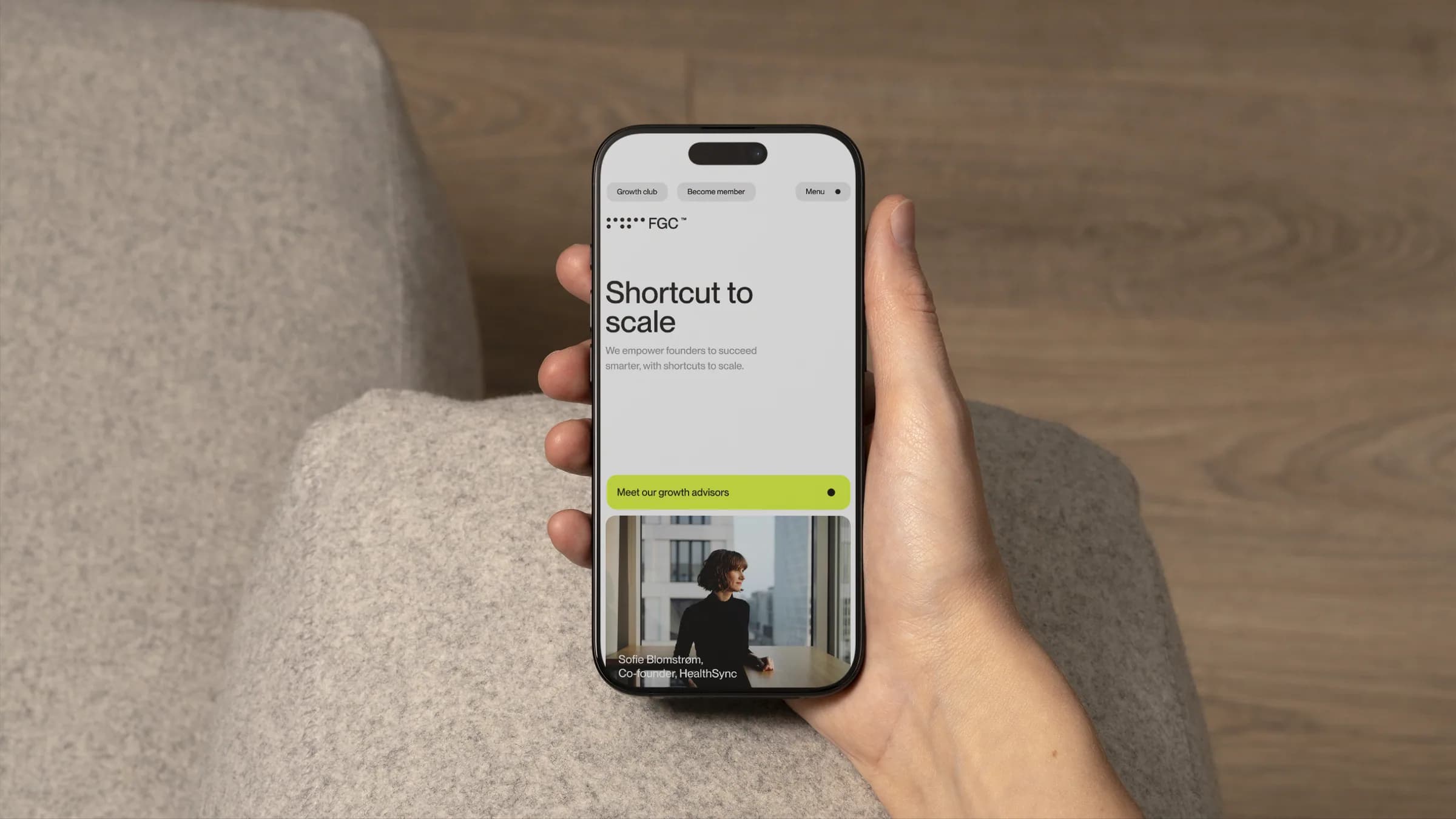 Founders Growth Club on a phone